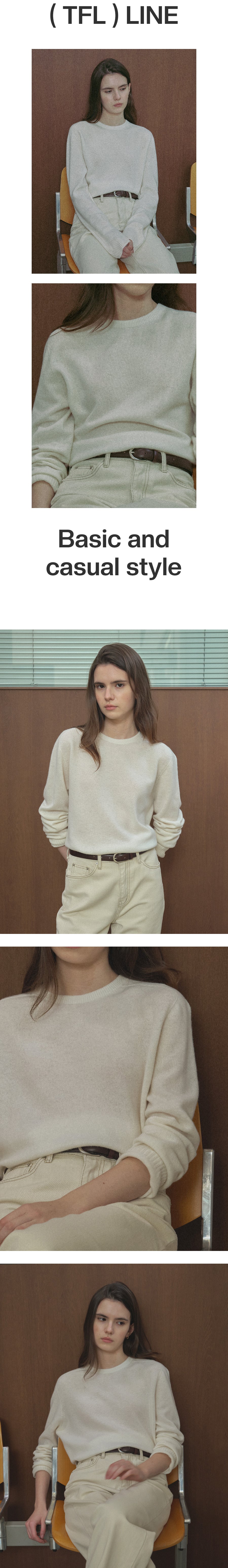 Tillidie Cashmere Blended Round Wool Knit lvory