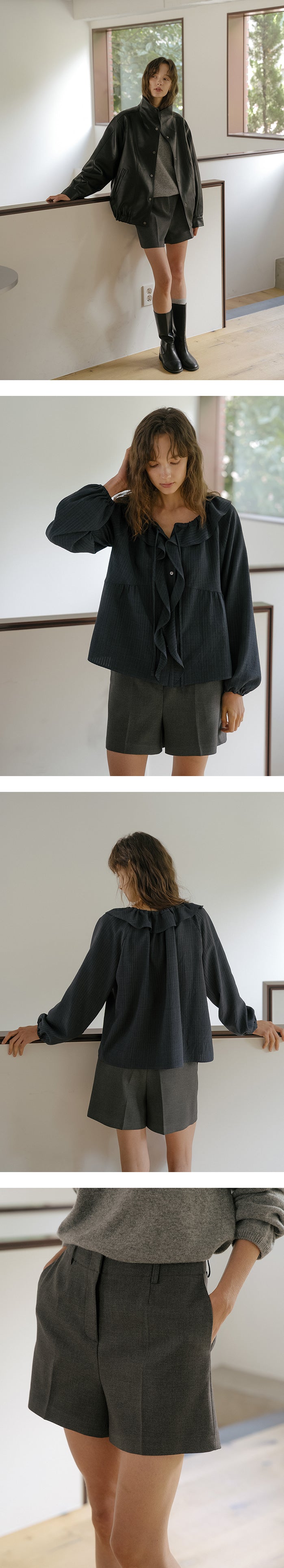 Tillidie Wool blend classic shorts Charcoal