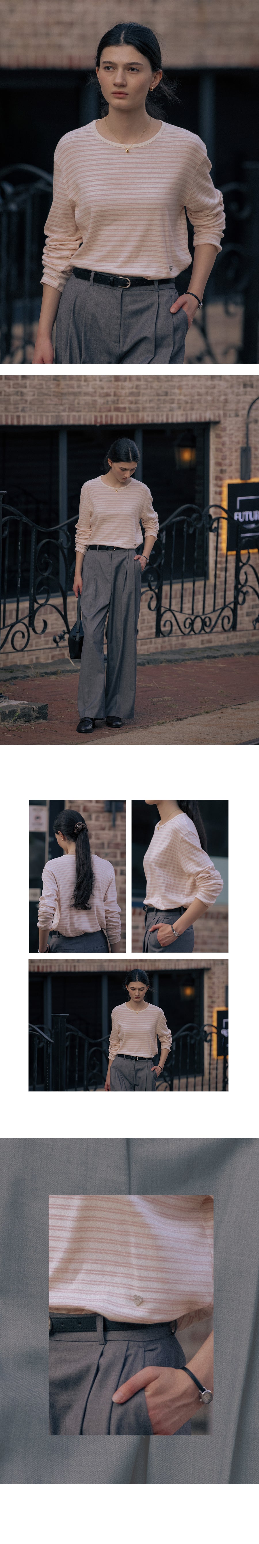 Tillidie Silky stripe cotton t-shirt Indie pink