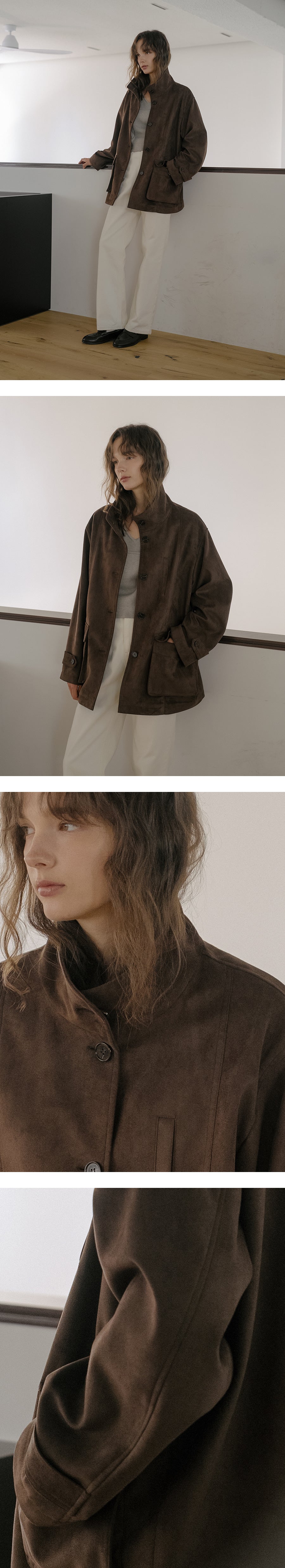 Tillidie Suede utility half jacket Dark brown