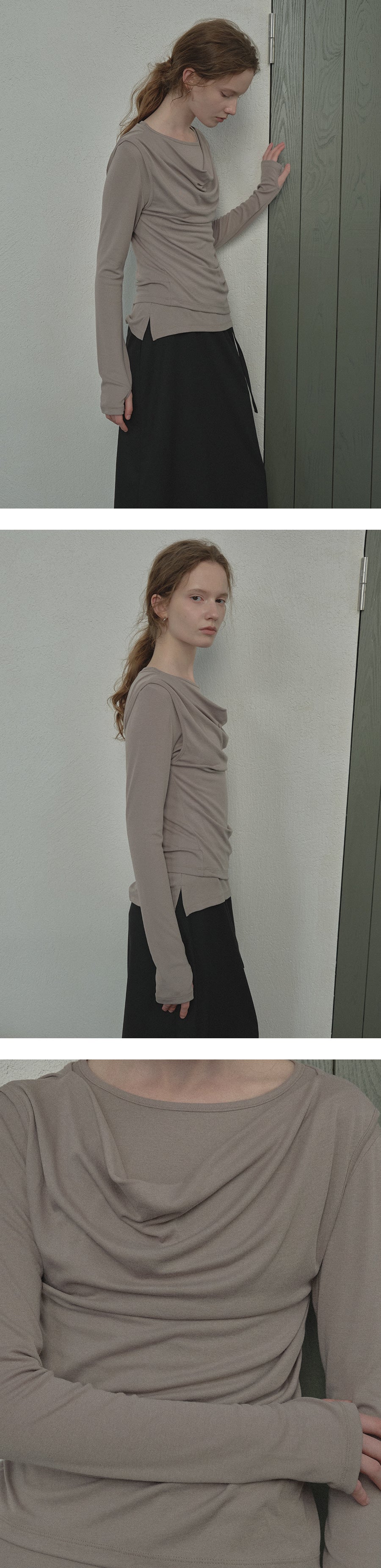 Tillidie 3-way layered top set Khaki beige