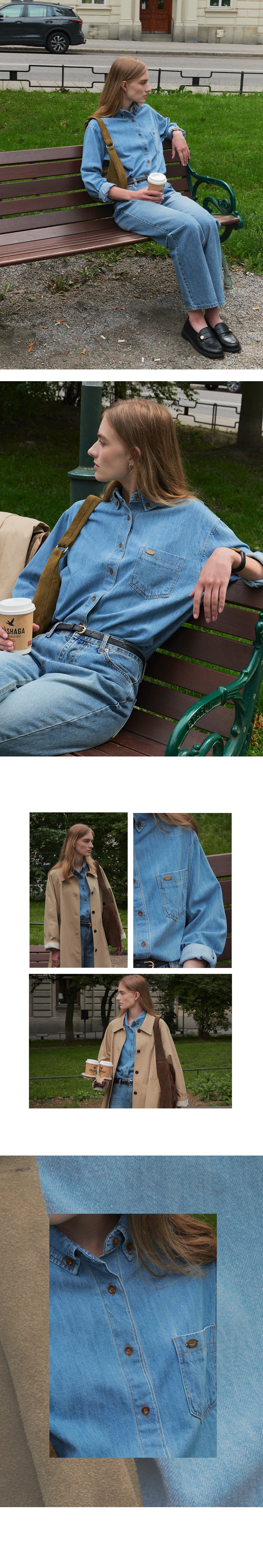 Tillidie Button-down washing denim shirt Blue