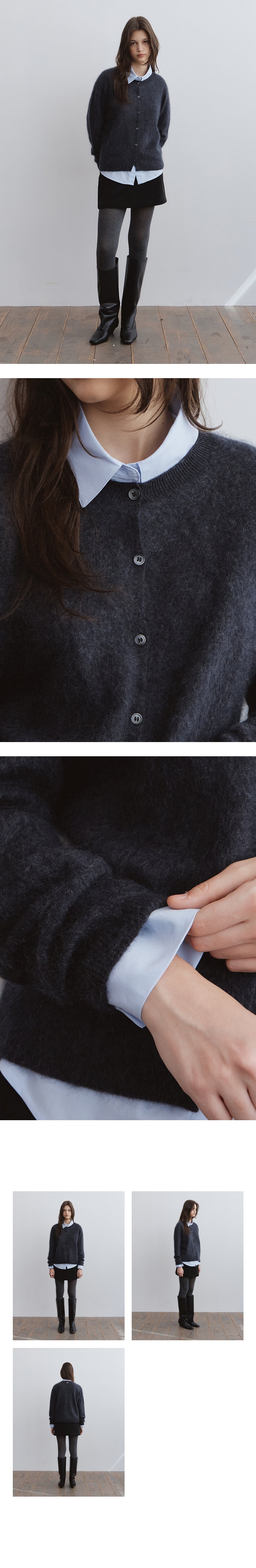 Tillidie Silk cashmere wool cardigan Charcoal