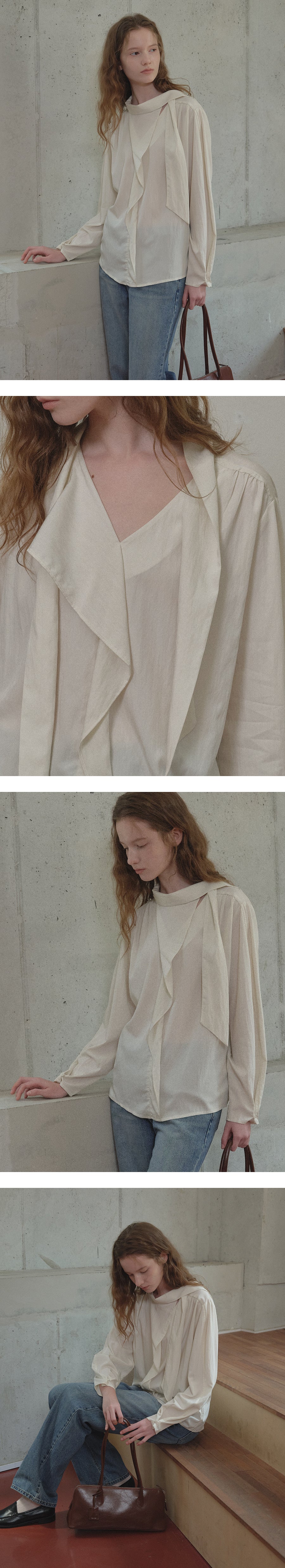 Tillidie 2 way scarf blouse Cream