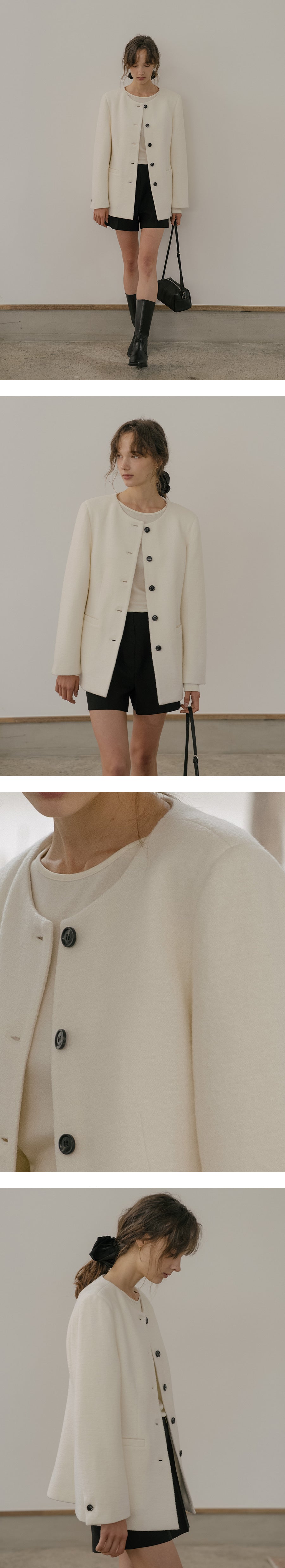 Tillidie Wool blended tweed jacket Ivory