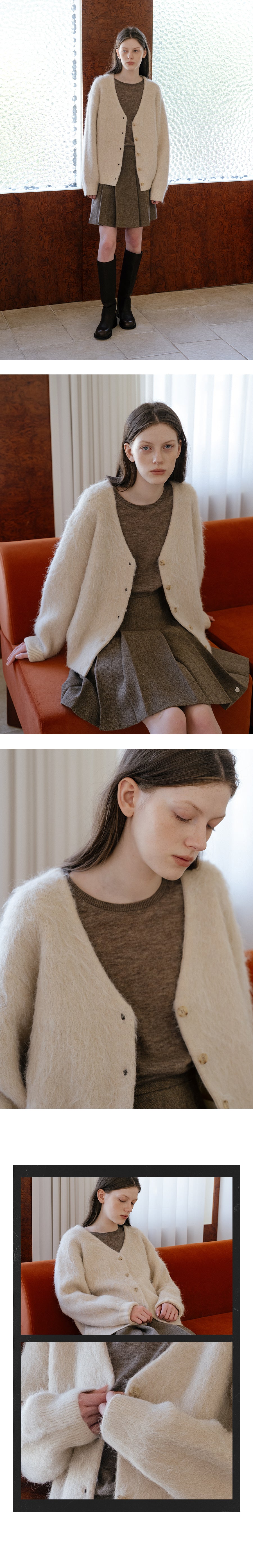 Tillidie Wool blend hairy cardigan Oatmeal