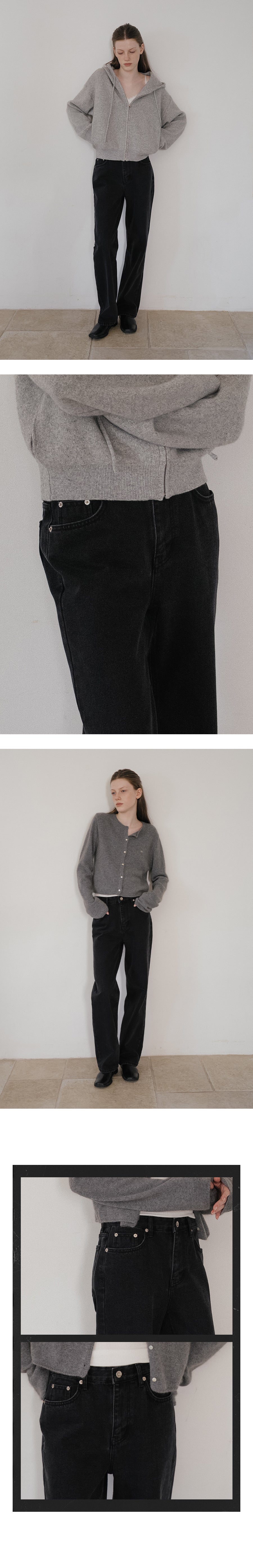 Tillidie Brushed black straight denim Black