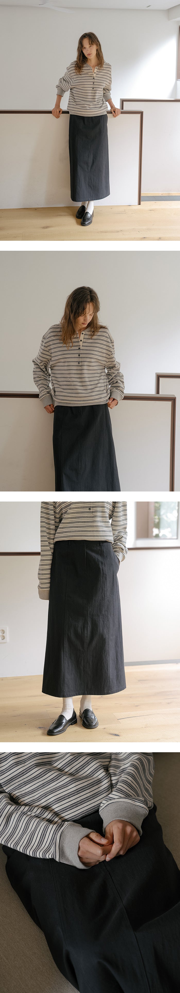 Tillidie Bio wash cotton maxi skirt Navy