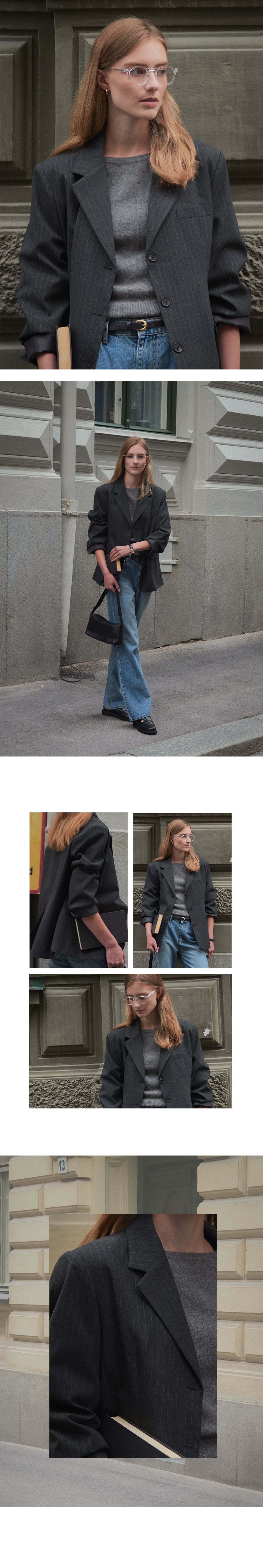 Tillidie Tailor pin stripe jacket Charcoal