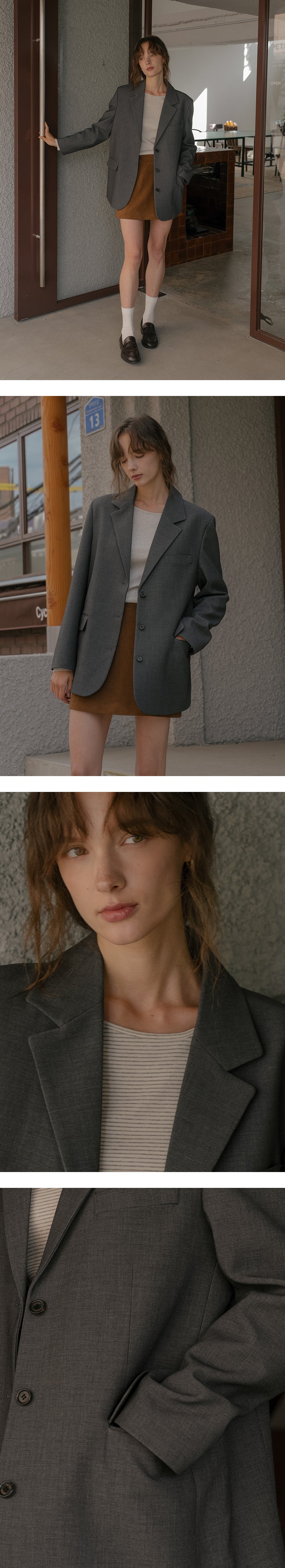Tillidie Wool blend tailored jacket Charcoal