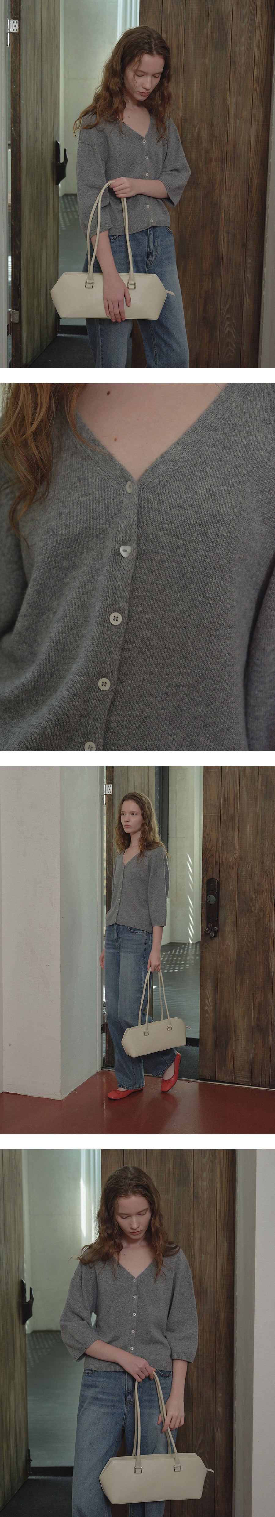 Tillidie Merino whole garment cardigan Gray
