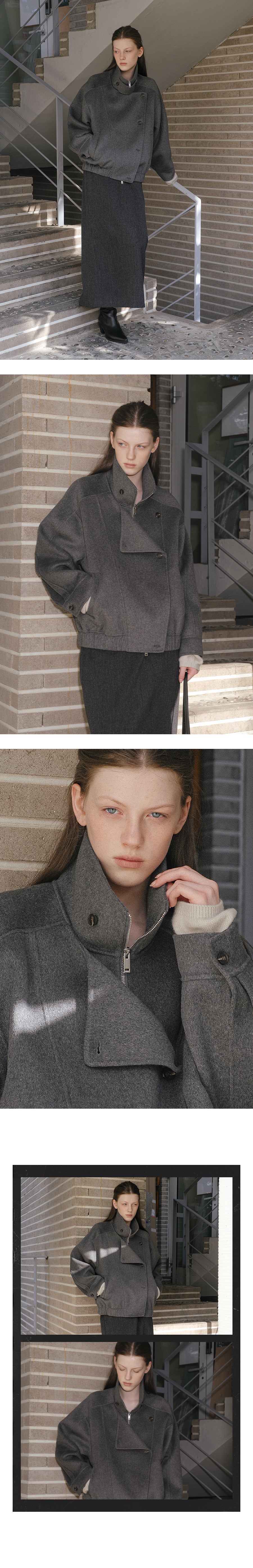 Tillidie Wool handmade crop jacket Charcoal