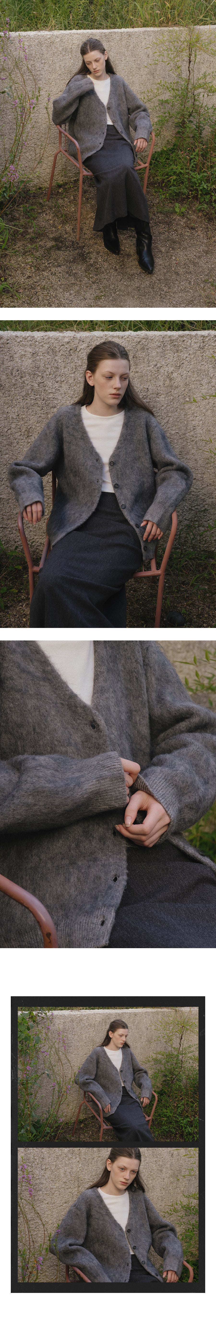 Tillidie Wool blend hairy cardigan Charcoal