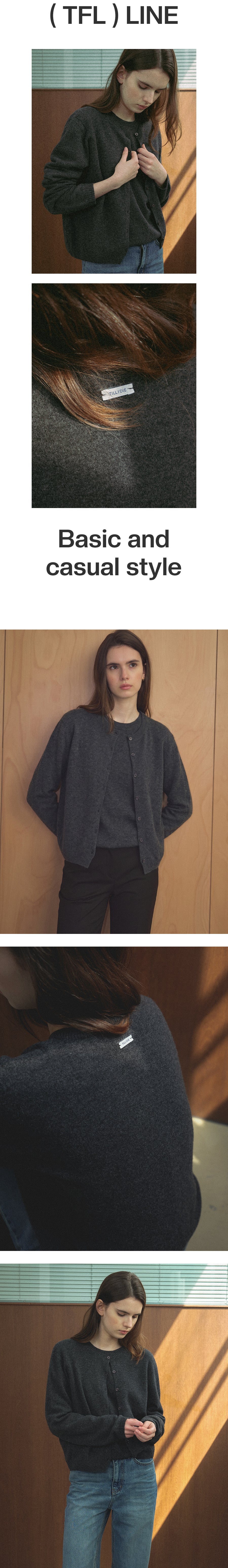 Tillidie Cashmere Blended Wool Cardigan Charcoal