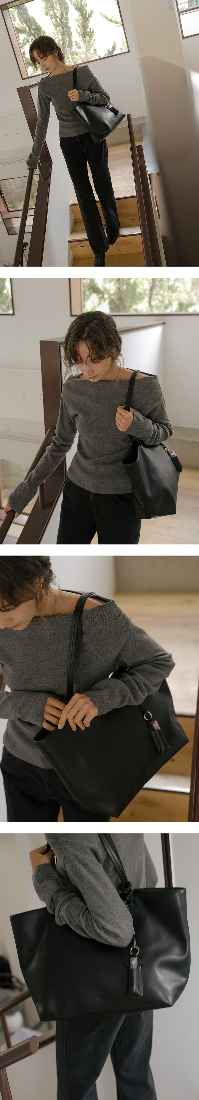 Tillidie Soft leather oversized shoulder bag Black