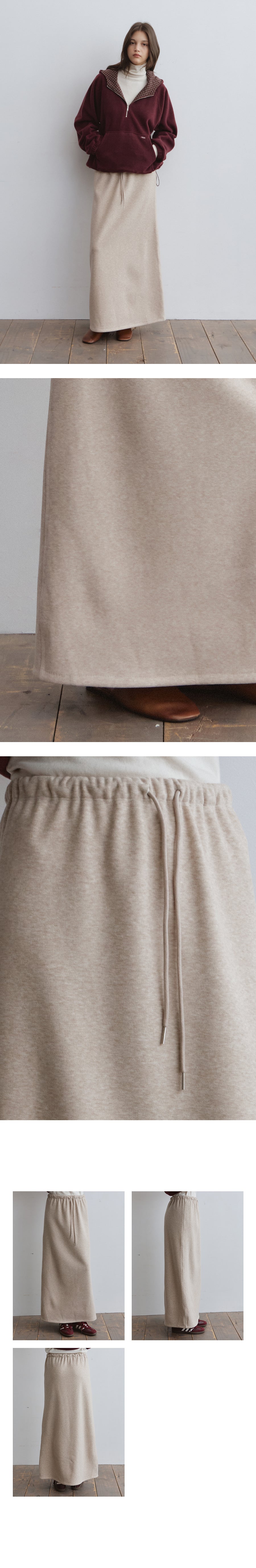 Tillidie Brushed straight long skirt Beige