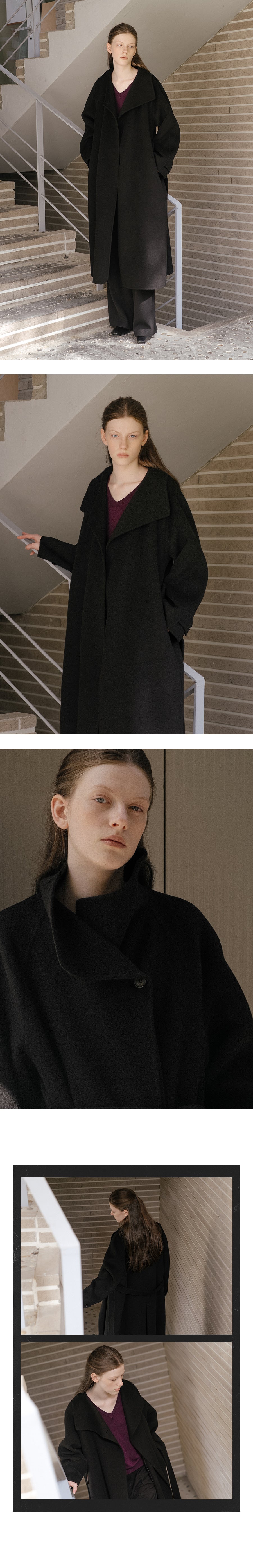 Tillidie Wool 100 handmade long coat Black