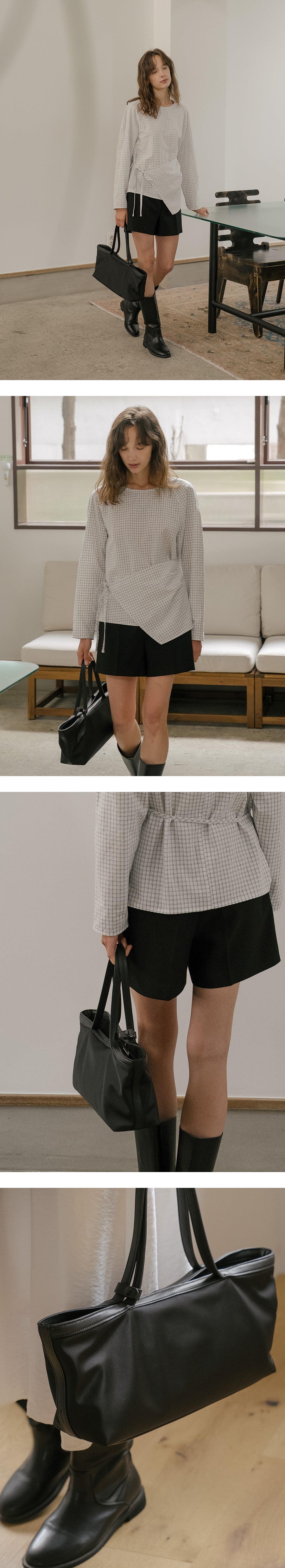 Tillidie Nylon leather tote Bag Black