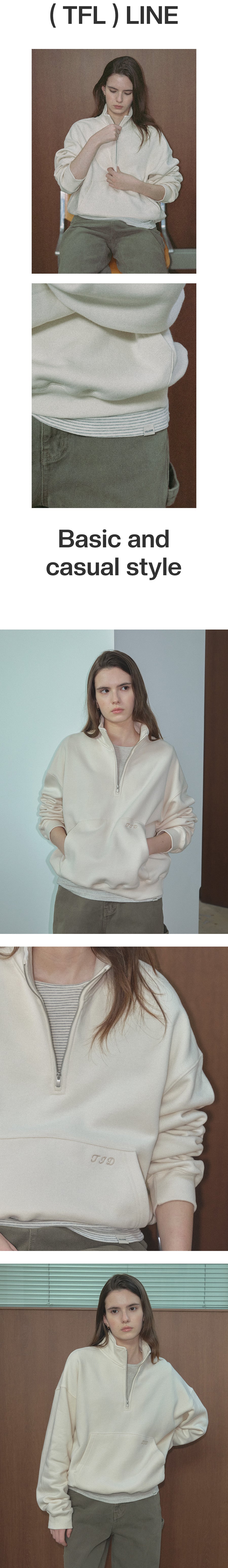 Tillidie Brushed Zip Up Mtm Cream