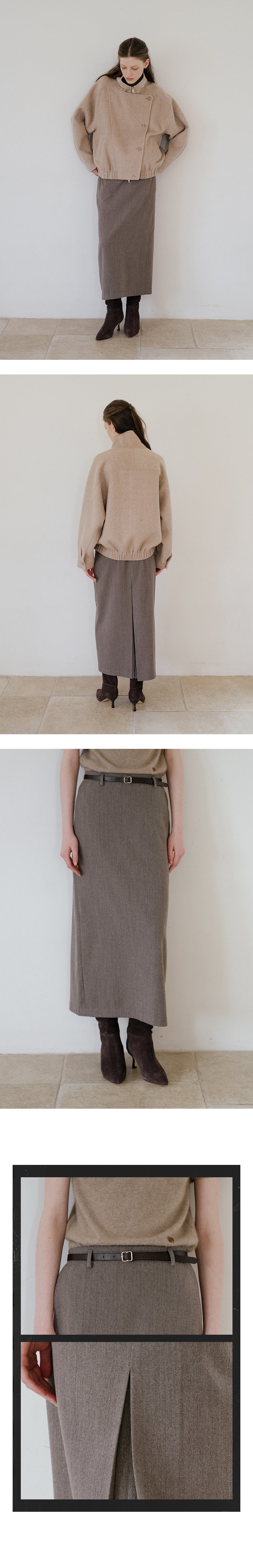 Tillidie Wool H-line maxi skirt Beige