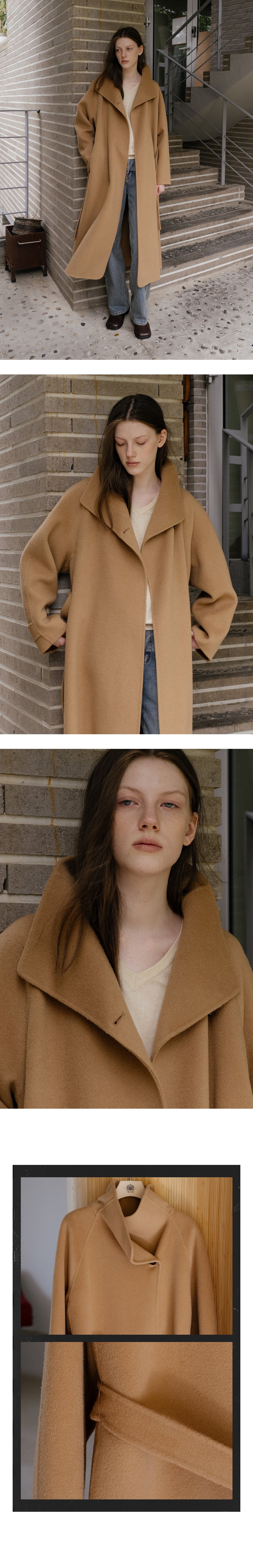 Tillidie Wool 100 handmade long coat Camel