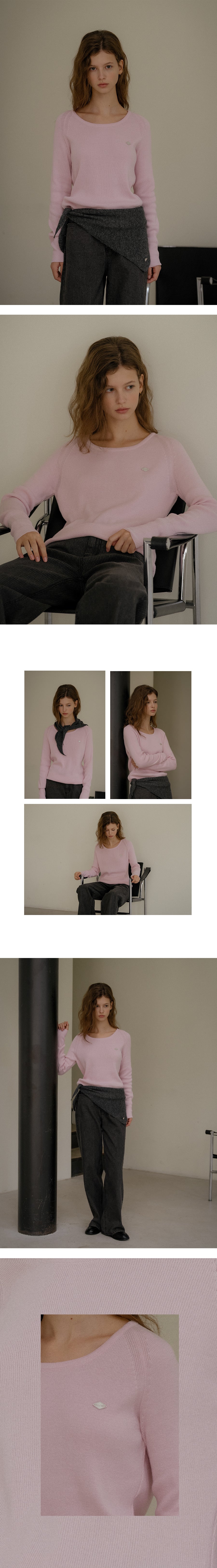 Tillidie U-neck ribbed raglan knit