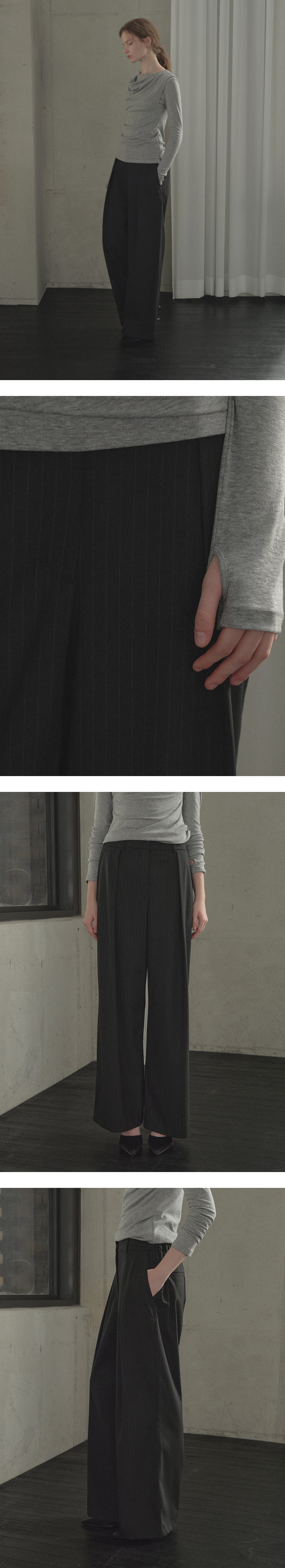 Tillidie Stripe back banding pants Black