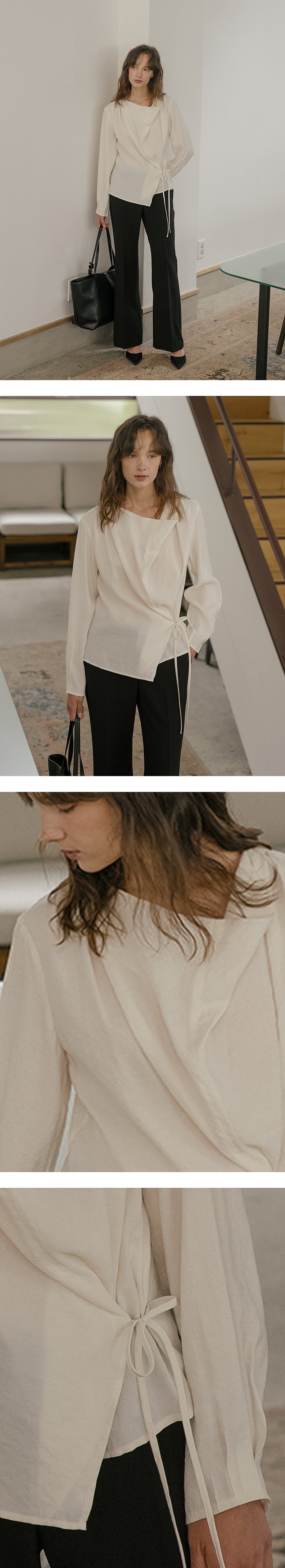 Tillidie Modal cowl wrap blouse Ivory
