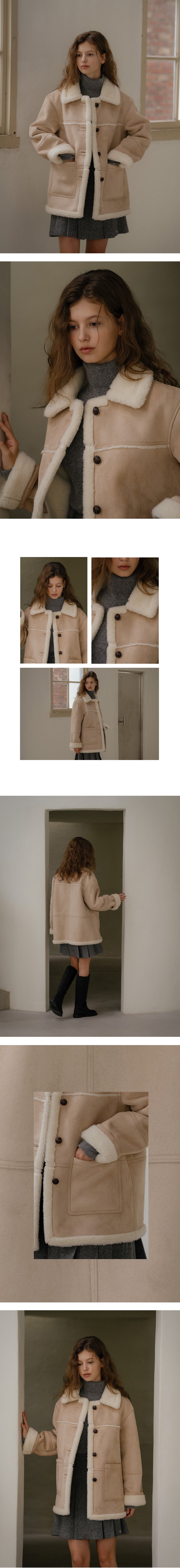 Tillidie Wool shearing collar suede mustang coat