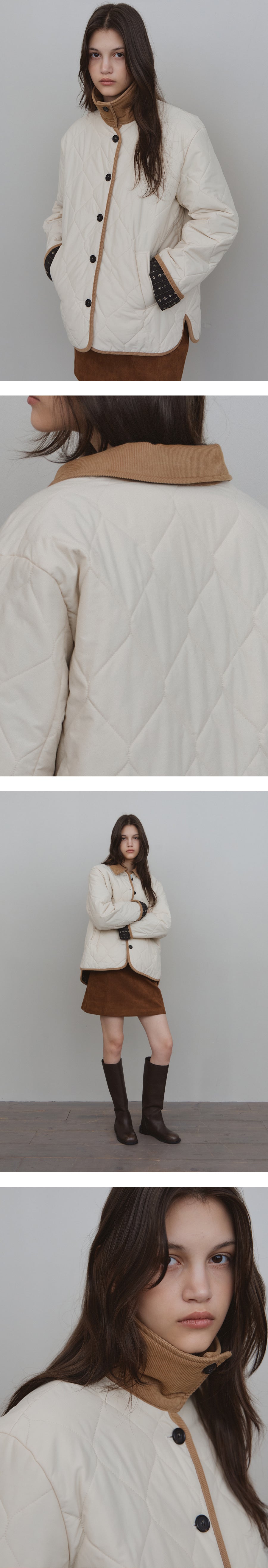 Tillidie Pattern lining quilting jumper Cream
