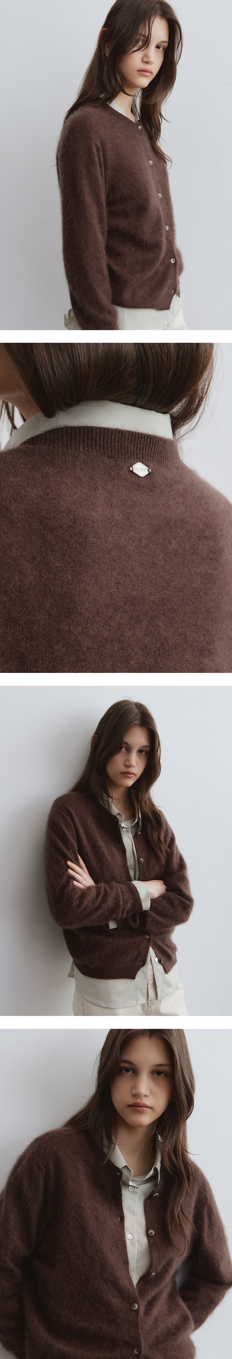 Tillidie Silk cashmere wool cardigan Brown