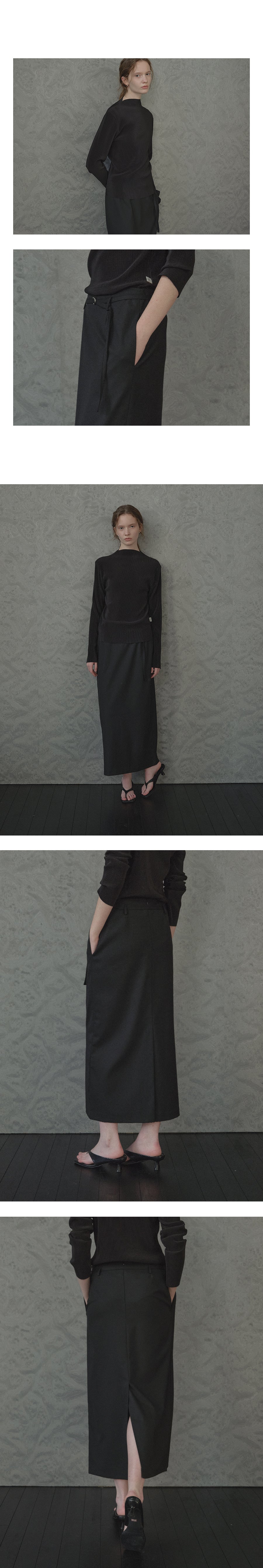 Tillidie H-line belt set skirt Black