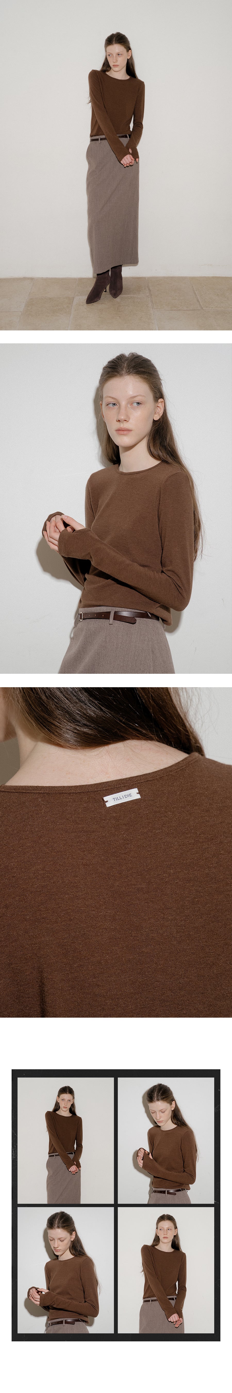 Tillidie Angora finger hole tee Brown