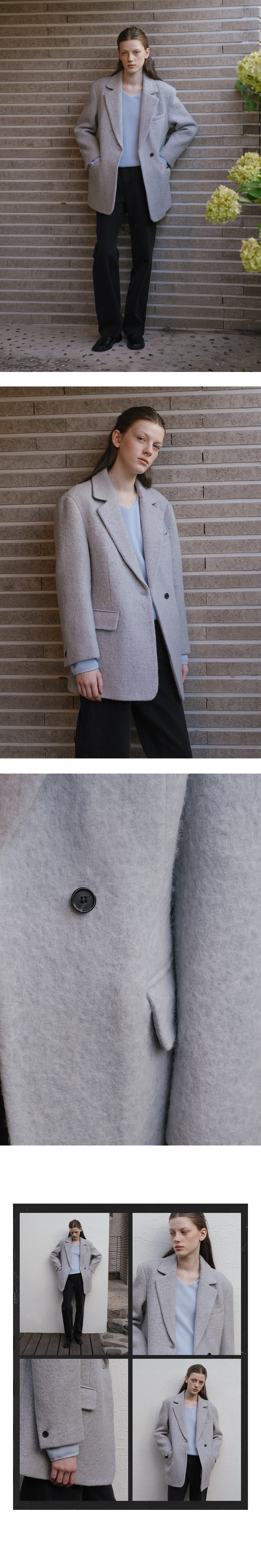 Tillidie Wool alpaca hairy jacket Gray