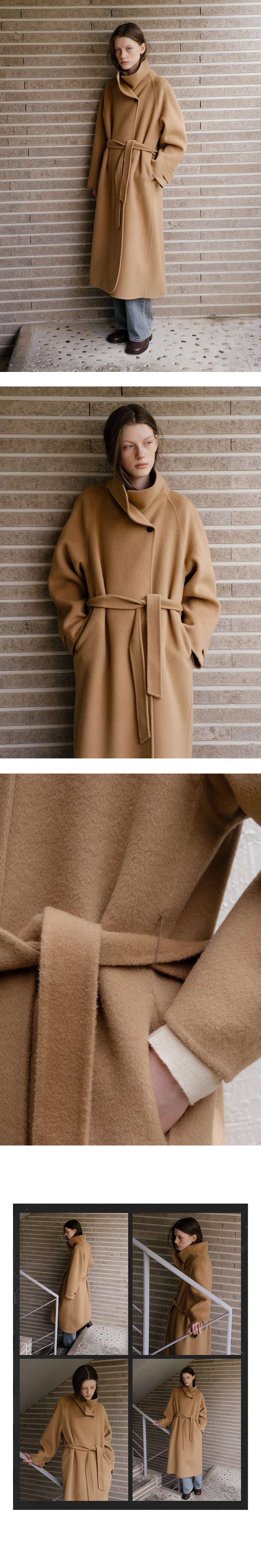 Tillidie Wool 100 handmade long coat Camel