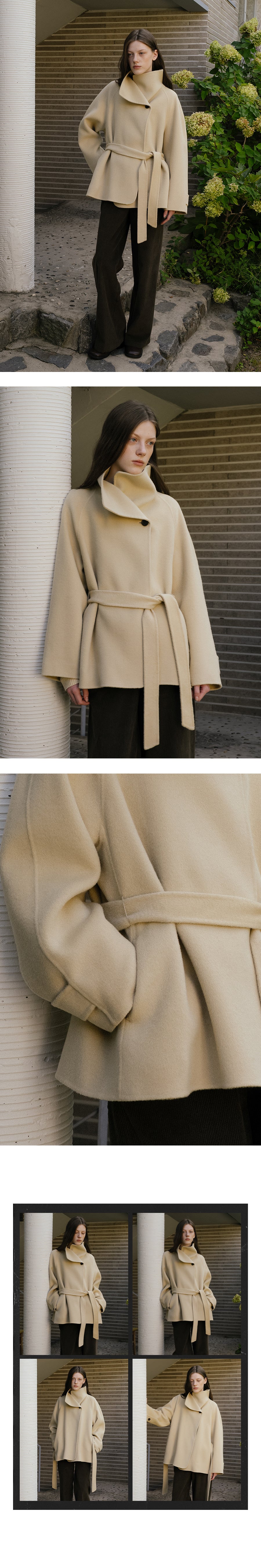 Tillidie Wool 100 handmade half coat Butter