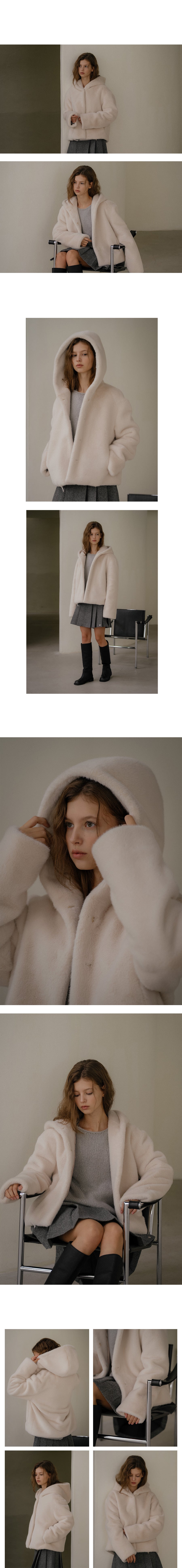 Tillidie Hooded fur short jacket Beige