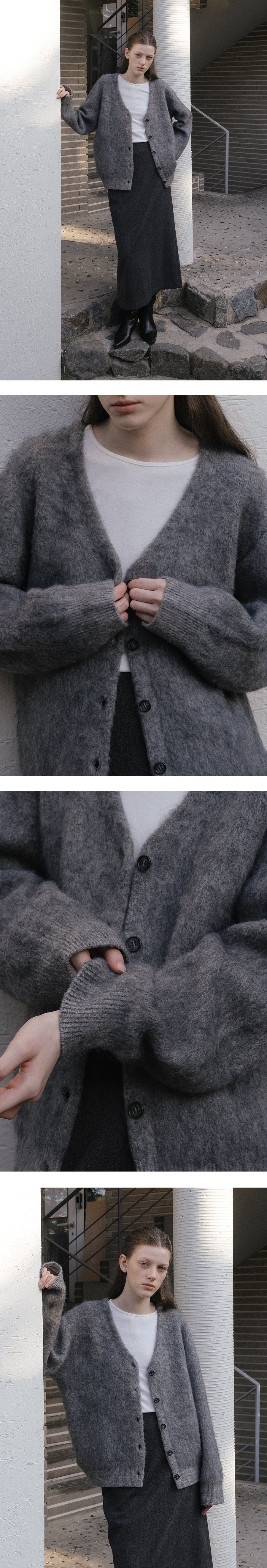 Tillidie Wool blend hairy cardigan Charcoal