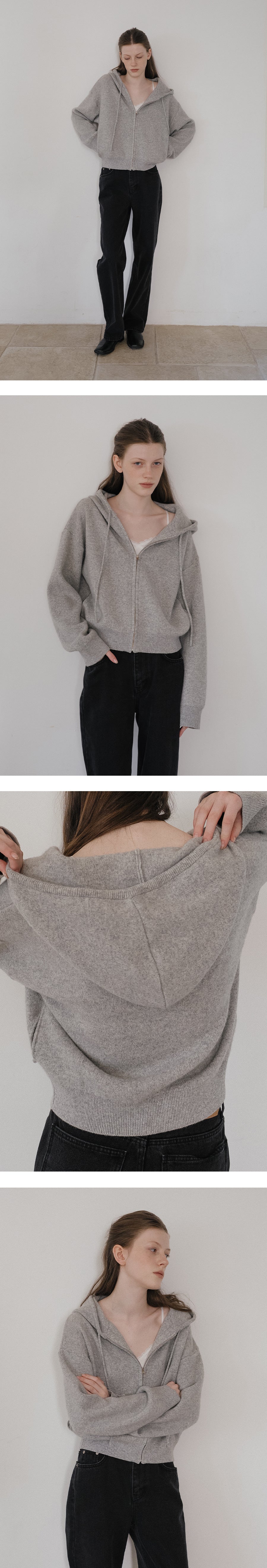 Tillidie Merino wool double knit zip-up Gray