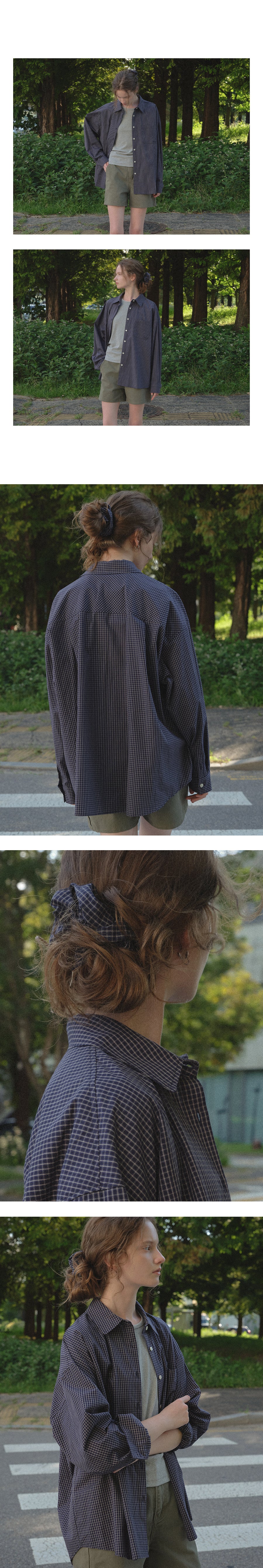 Tillidie Cotton Overfit Shirt Jacket Set Navy