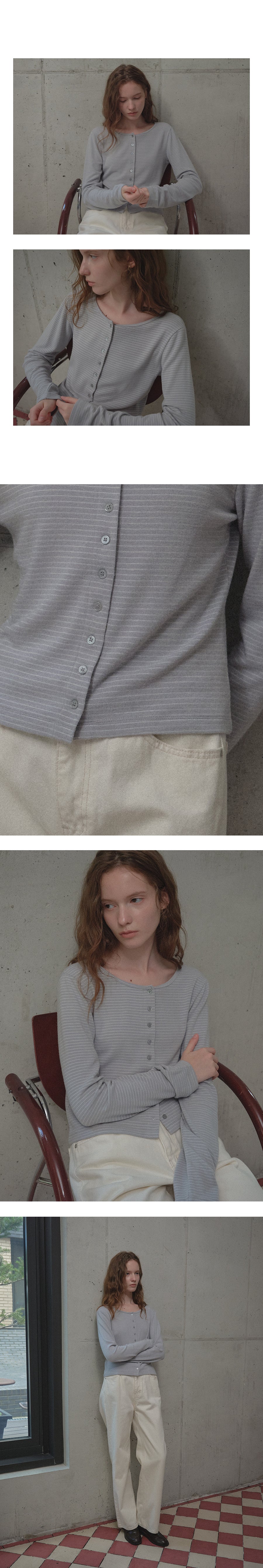 Tillidie Angora blended stripe cardigan Sky blue