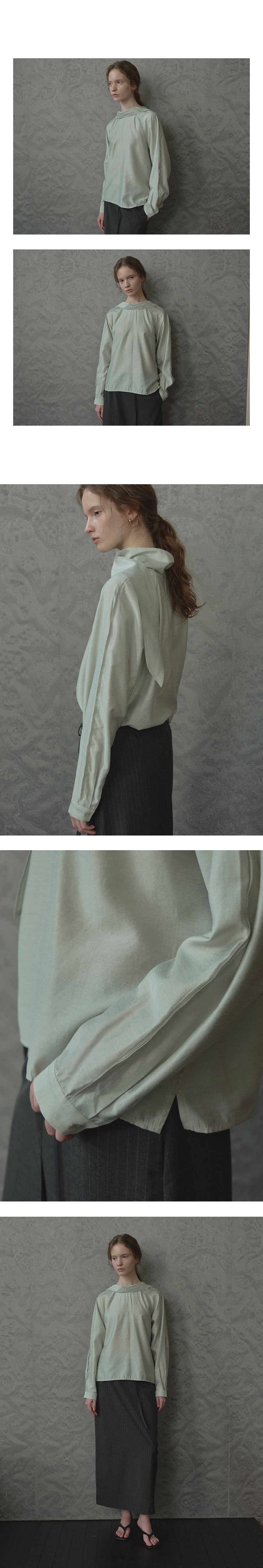 Tillidie Raglan tie layered blouse Mint