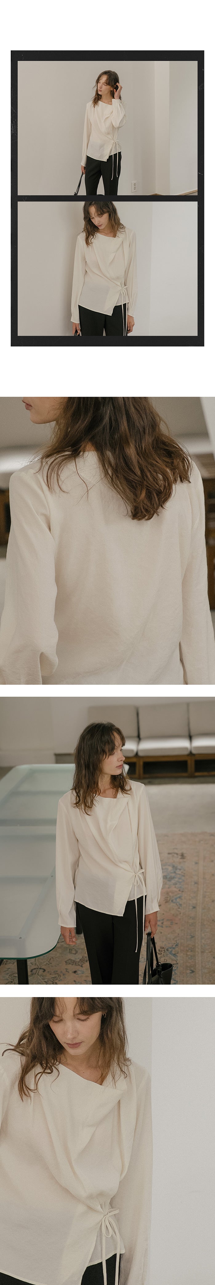 Tillidie Modal cowl wrap blouse Ivory