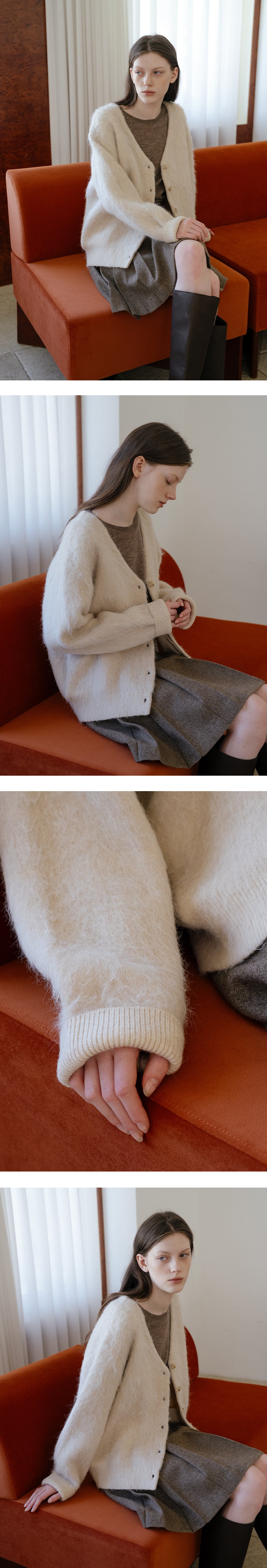Tillidie Wool blend hairy cardigan Oatmeal