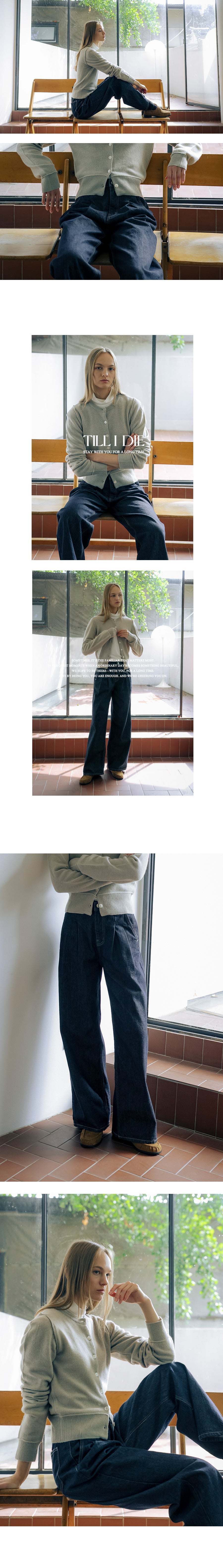 Tillidie Textured non fade wide denim pants Indigo