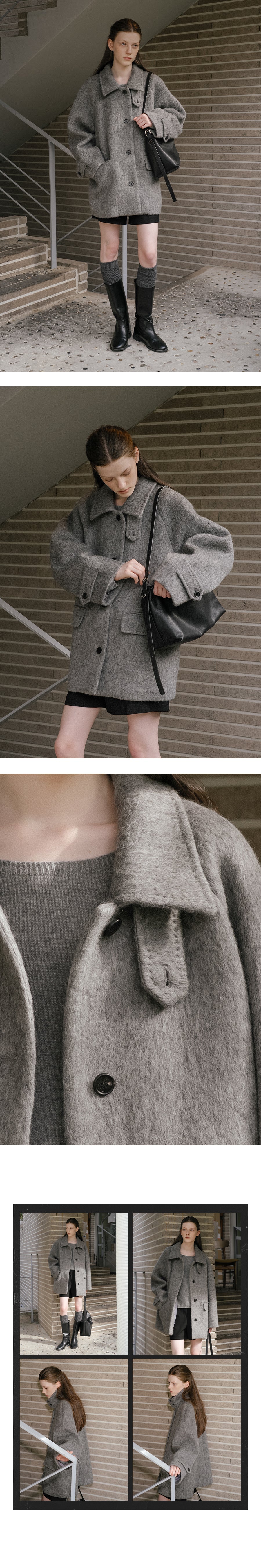 Tillidie Alpaca raglan half coat Charcoal