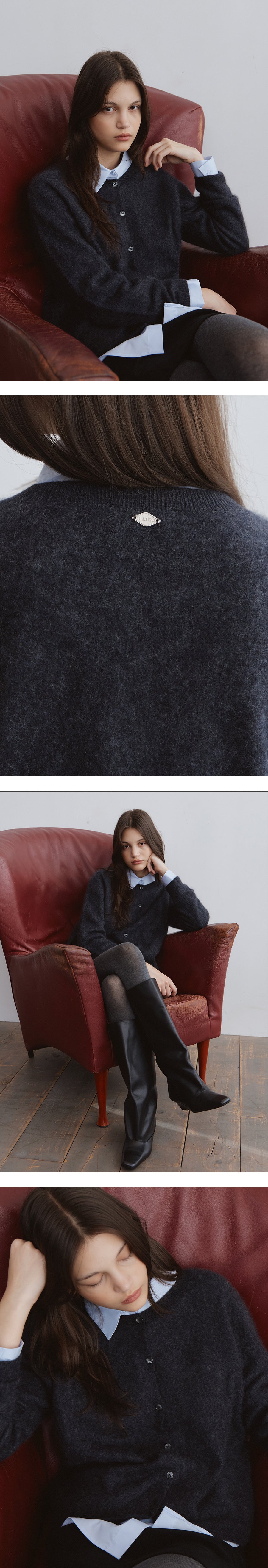 Tillidie Silk cashmere wool cardigan Charcoal