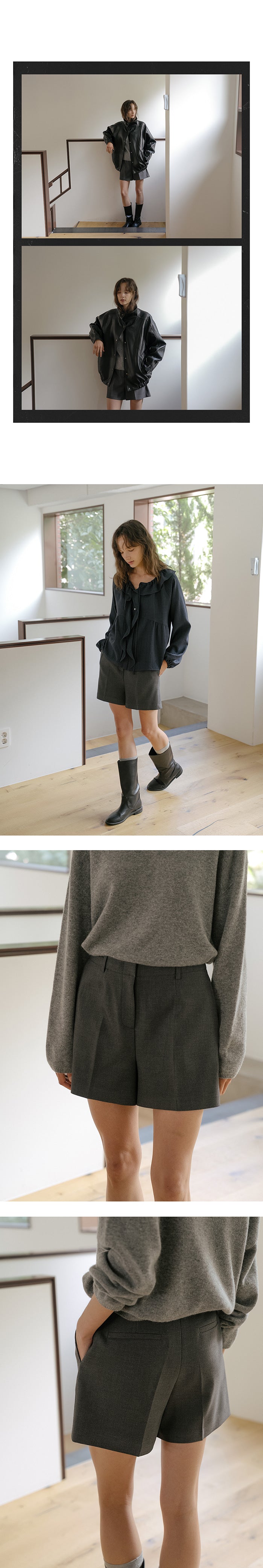 Tillidie Wool blend classic shorts Charcoal
