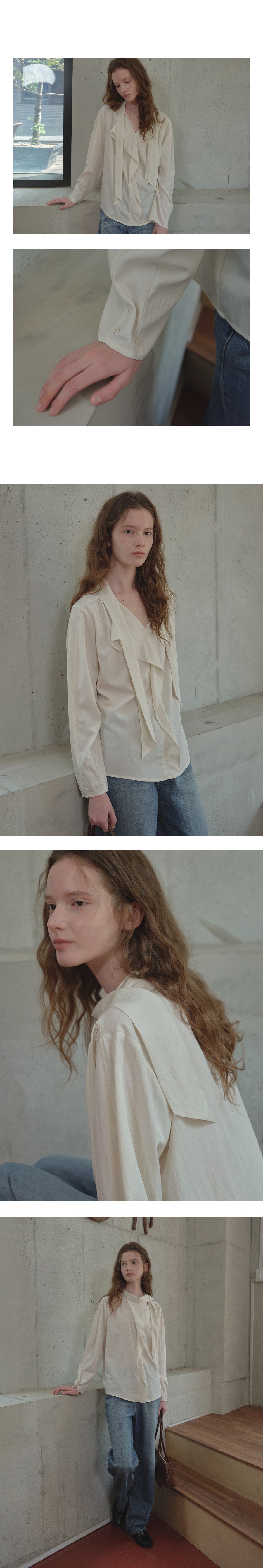 Tillidie 2 way scarf blouse Cream