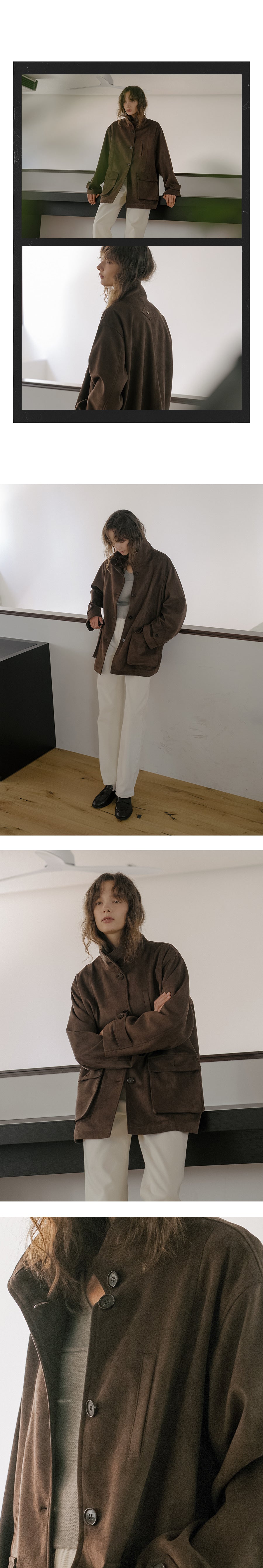 Tillidie Suede utility half jacket Dark brown